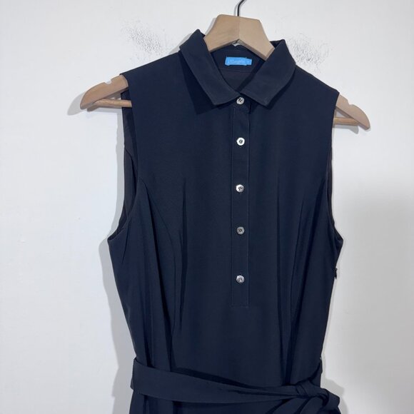J. McLaughlin Women’s Sleeveless Collared Belted Black Dress size 10 - Picture 3 of 8